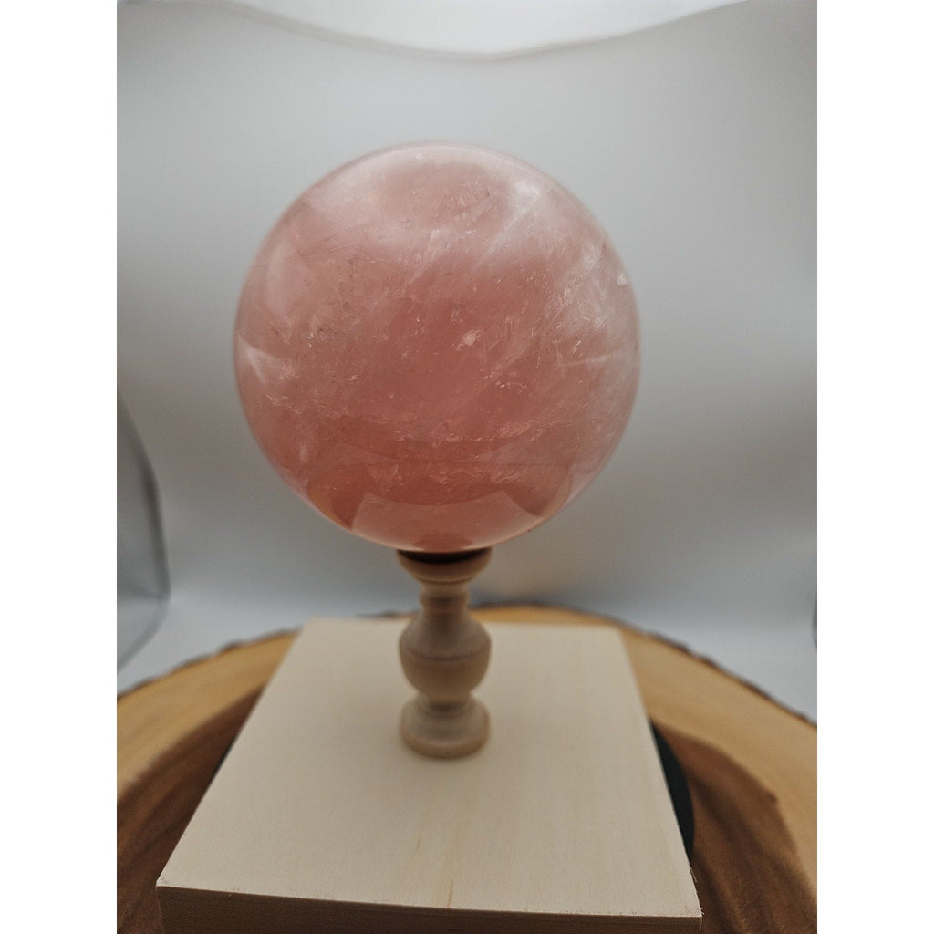 3.04LB Natural Pink Rose Quartz Crystal Sphere 98-107mm W/stand | Crystal Spheres & Eggs | Wiccan Center