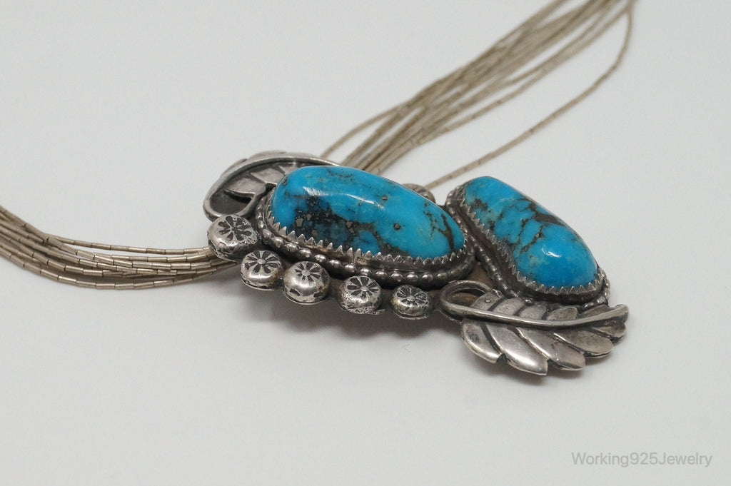 VTG Handmade Native American JH Large Turquoise Sterling Silver Necklace | Jewelry > Necklaces > Pendants | Wiccan Center