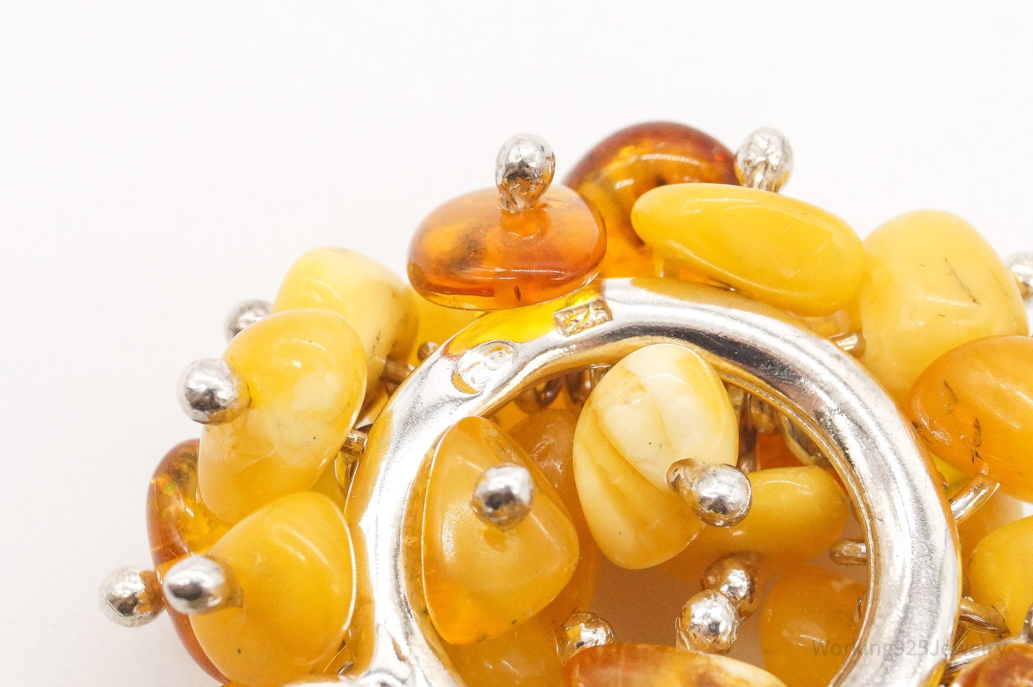 Vintage Amber Modernist Sterling Silver Pendant | Jewelry > Necklaces > Pendants | Wiccan Center