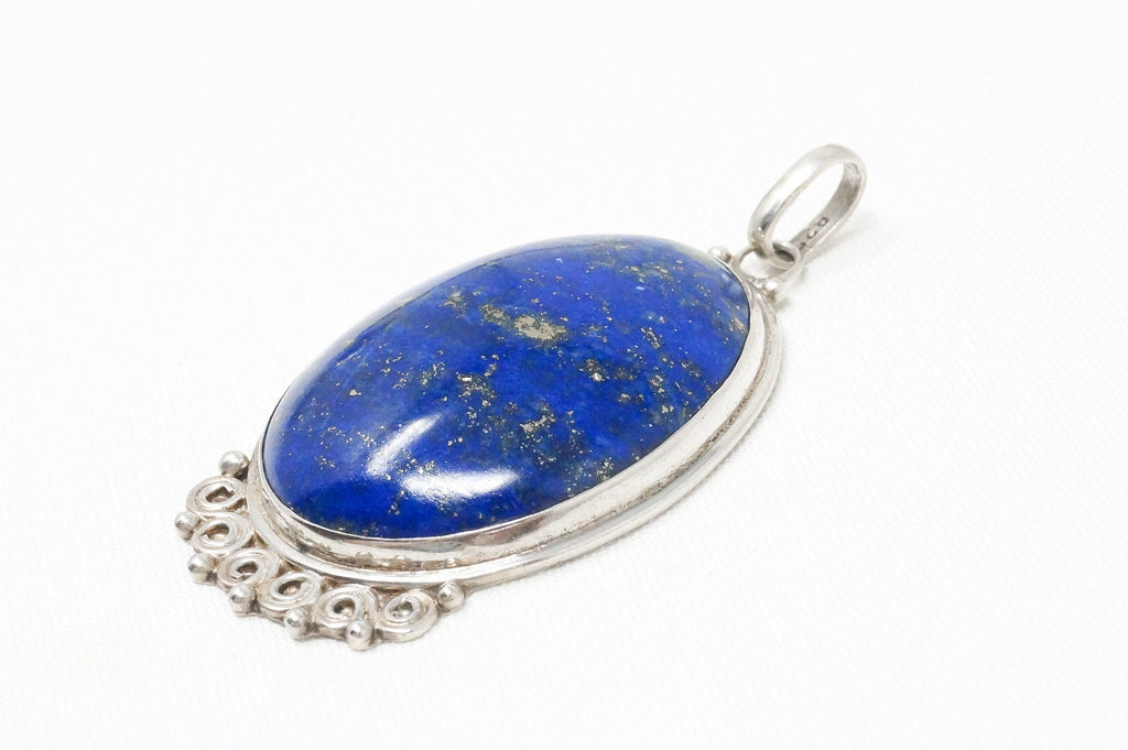 Vintage Large Handmade Lapis Lazuli Sterling Silver Necklace Pendant | Jewelry > Necklaces > Pendants | Wiccan Center