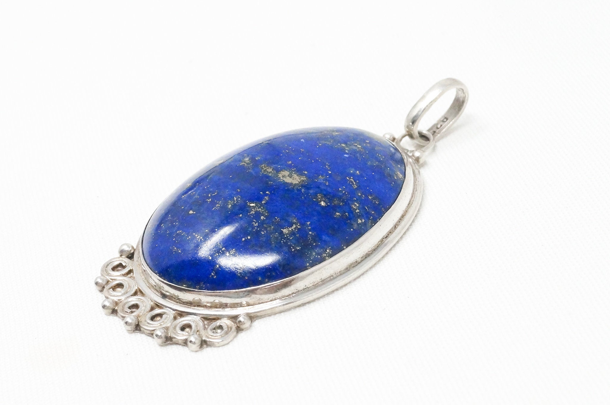 Vintage Large Handmade Lapis Lazuli Sterling Silver Necklace Pendant | Jewelry > Necklaces > Pendants | Wiccan Center