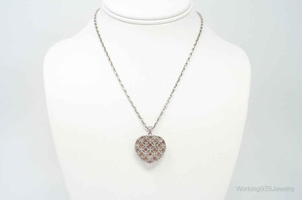 Designer Orange Cubic Zirconia Sterling Silver Heart Necklace | Jewelry > Necklaces > Pendants | Wiccan Center