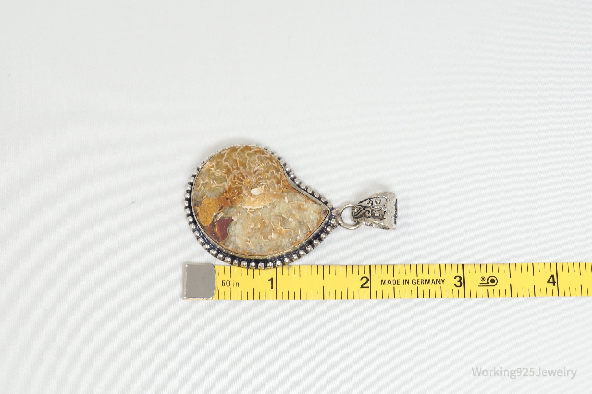 Vintage Large Ammonite Fossil Shell Sterling Silver Necklace Pendant | Jewelry > Necklaces > Pendants | Wiccan Center