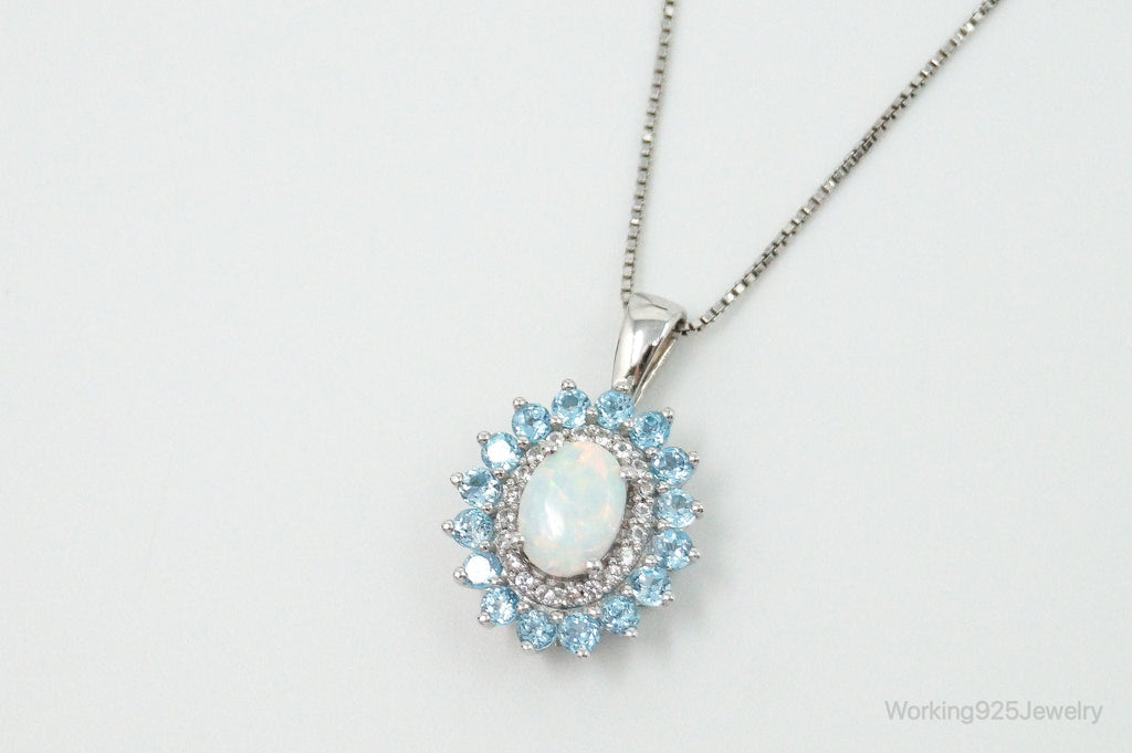 Designer Jane Seymour Blue Topaz Cubic Zirconia Sterling Silver Necklace | Jewelry > Necklaces > Pendants | Wiccan Center