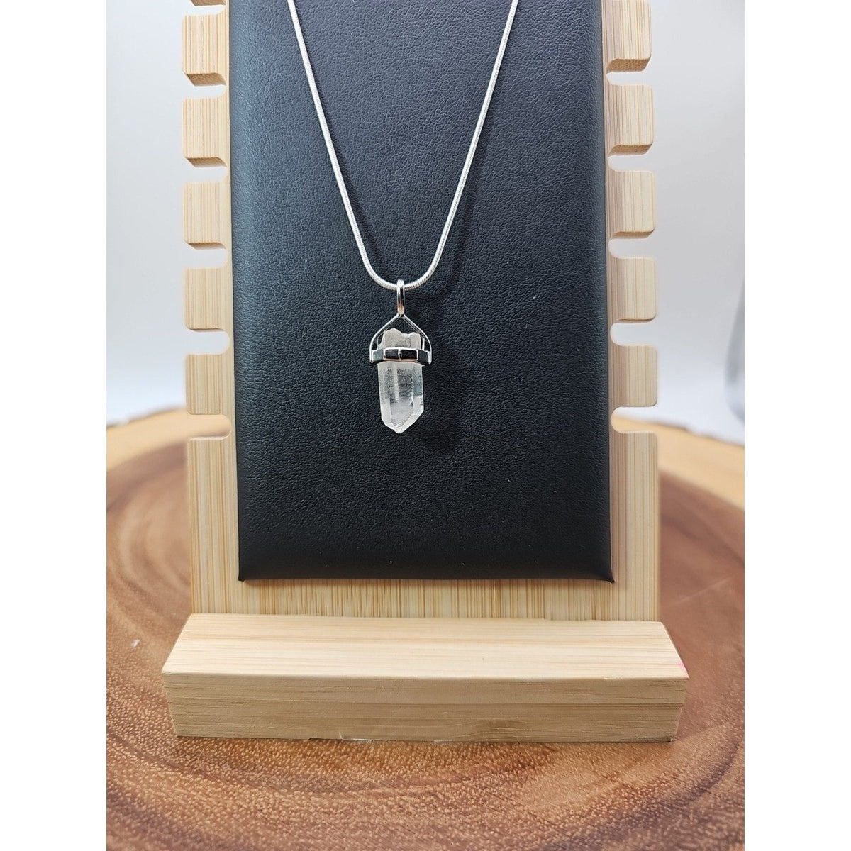 Handmade Quartz Crystal Necklace 16in 925 Silver Chain
