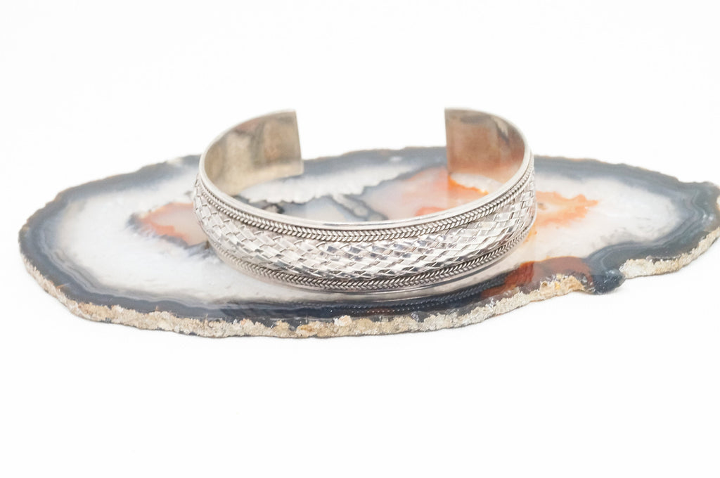 Vintage Designer FAS Basket Weave Braid Sterling Silver Southwestern Bracelet | Jewelry > Bracelets | Wiccan Center
