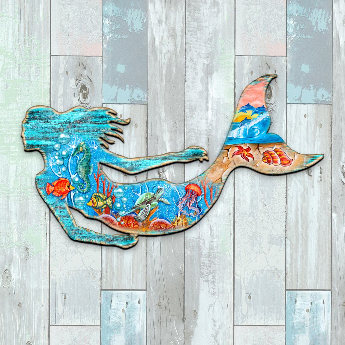 Rustic Coastal Mermaid Coastal Outdoor Decor by G. DeBrekht - Coastal Holiday Decor - 81985142F | Outdoor Decoration | Wiccan Center