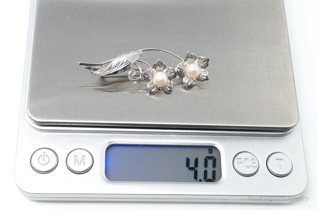 Antique Floral Pearl Sterling Silver Brooch Pin | Jewelry > Brooches, Pins & Clips | Wiccan Center