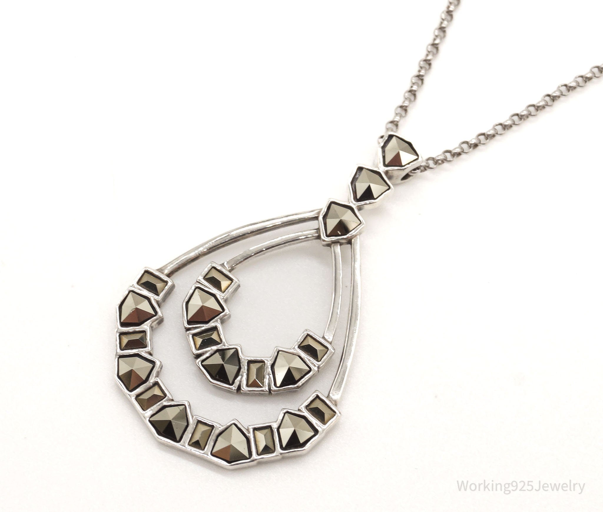 Vintage Designer Judith Jack Marcasite Sterling Silver Necklace | Jewelry > Necklaces > Pendants | Wiccan Center