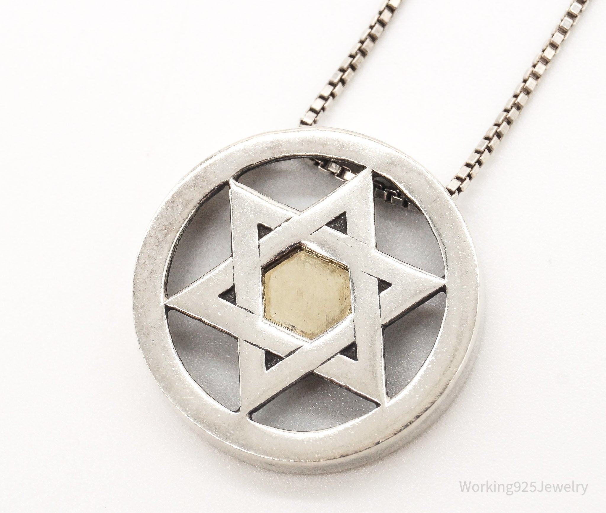 Vintage Star Of David Brass Copper Sterling Silver Necklace | Jewelry > Necklaces > Pendants | Wiccan Center