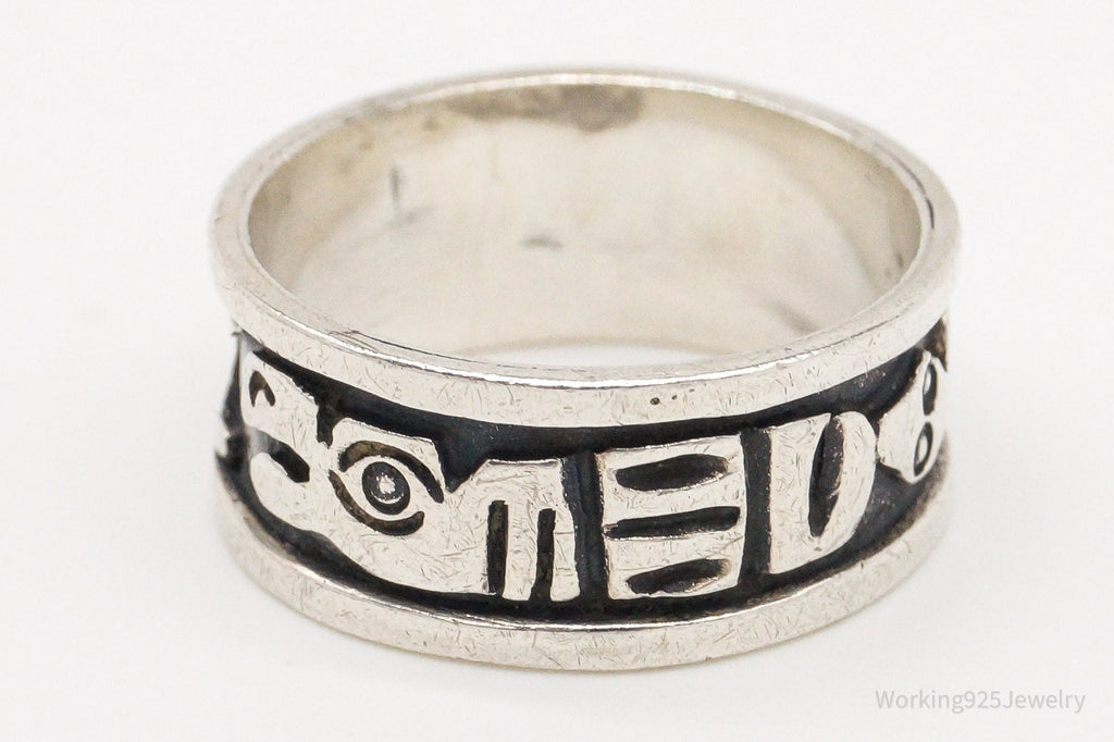 Vintage Tribal Symbols 950 Silver Band Ring - Size 6 | Jewelry > Rings | Wiccan Center