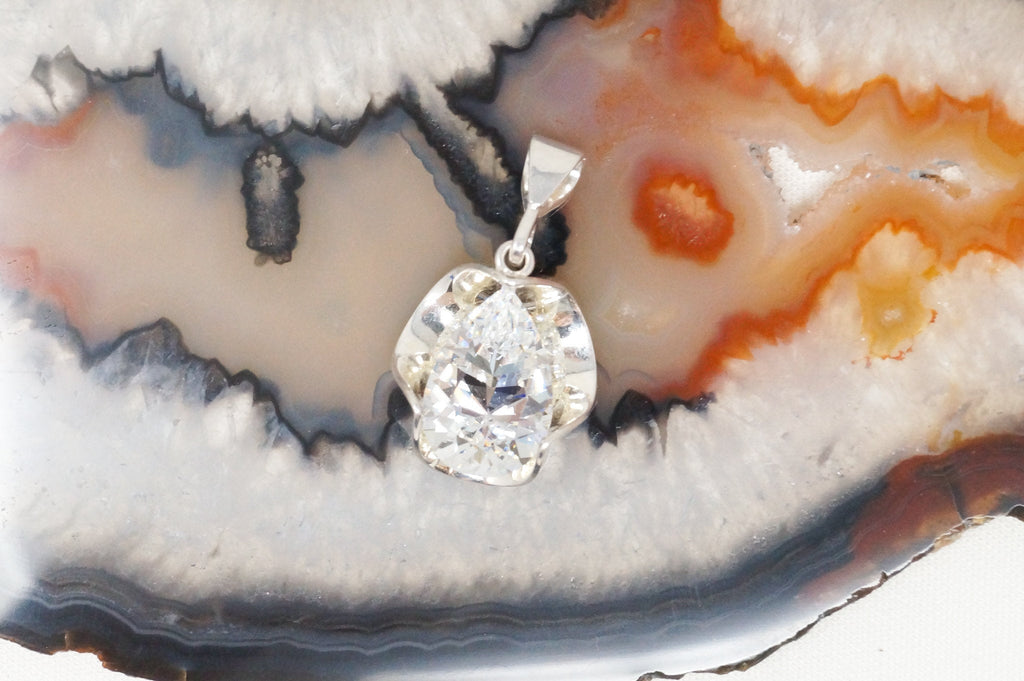 Vintage Southwestern Style Large Cubic Zirconia Stone Sterling Silver Pendant | Jewelry > Necklaces > Pendants | Wiccan Center