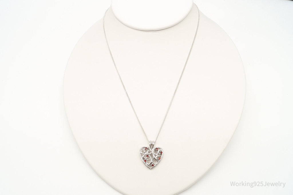 Vintage Garnet Heart Sterling Silver Necklace | Jewelry > Necklaces > Pendants | Wiccan Center