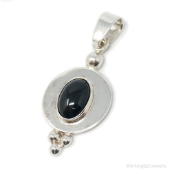 Vintage Mexico CII Black Onyx Sterling Silver Dangle Necklace Pendant | Jewelry > Necklaces > Pendants | Wiccan Center