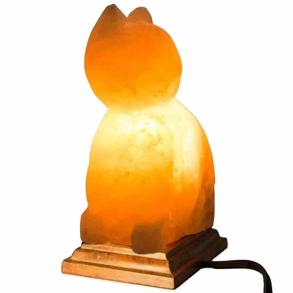 Cat Shaped Salt Lamp - 10" avg. - Cord, Bulb, Dimmer | Lamp | Wiccan Center
