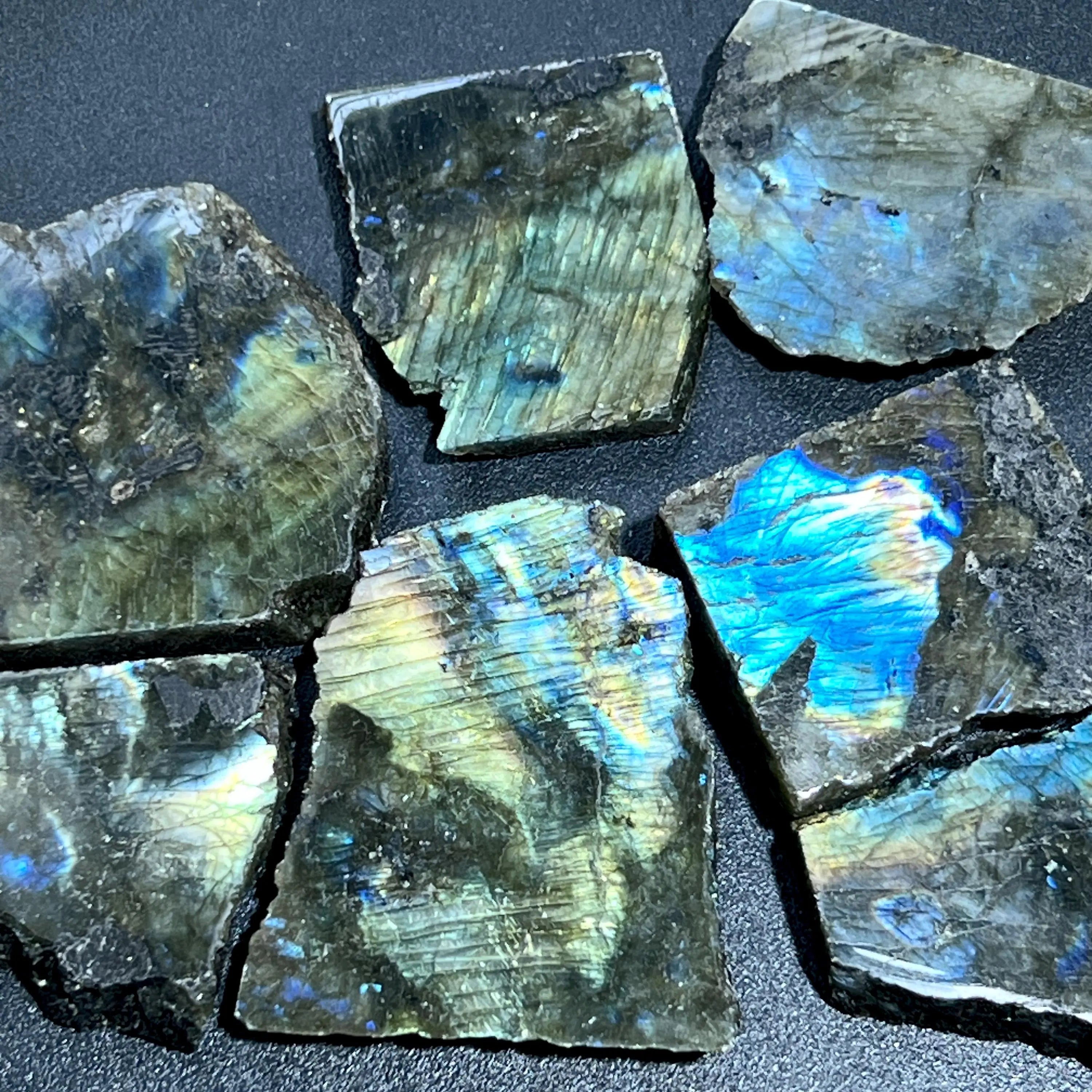 Flashy Labradorite Polished Rough Cut Slab Tiles (By The Piece or Pound) Wholesale | Home & Living > Home Decor > Home Accents > Rocks & Geodes | Wiccan Center