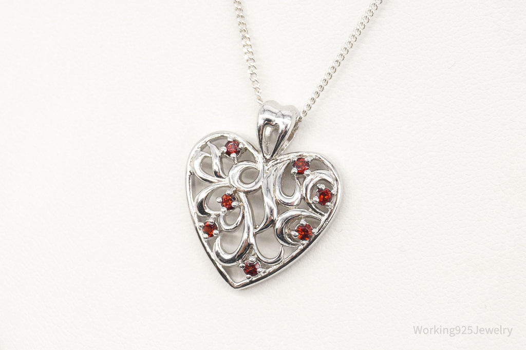 Vintage Garnet Heart Sterling Silver Necklace | Jewelry > Necklaces > Pendants | Wiccan Center