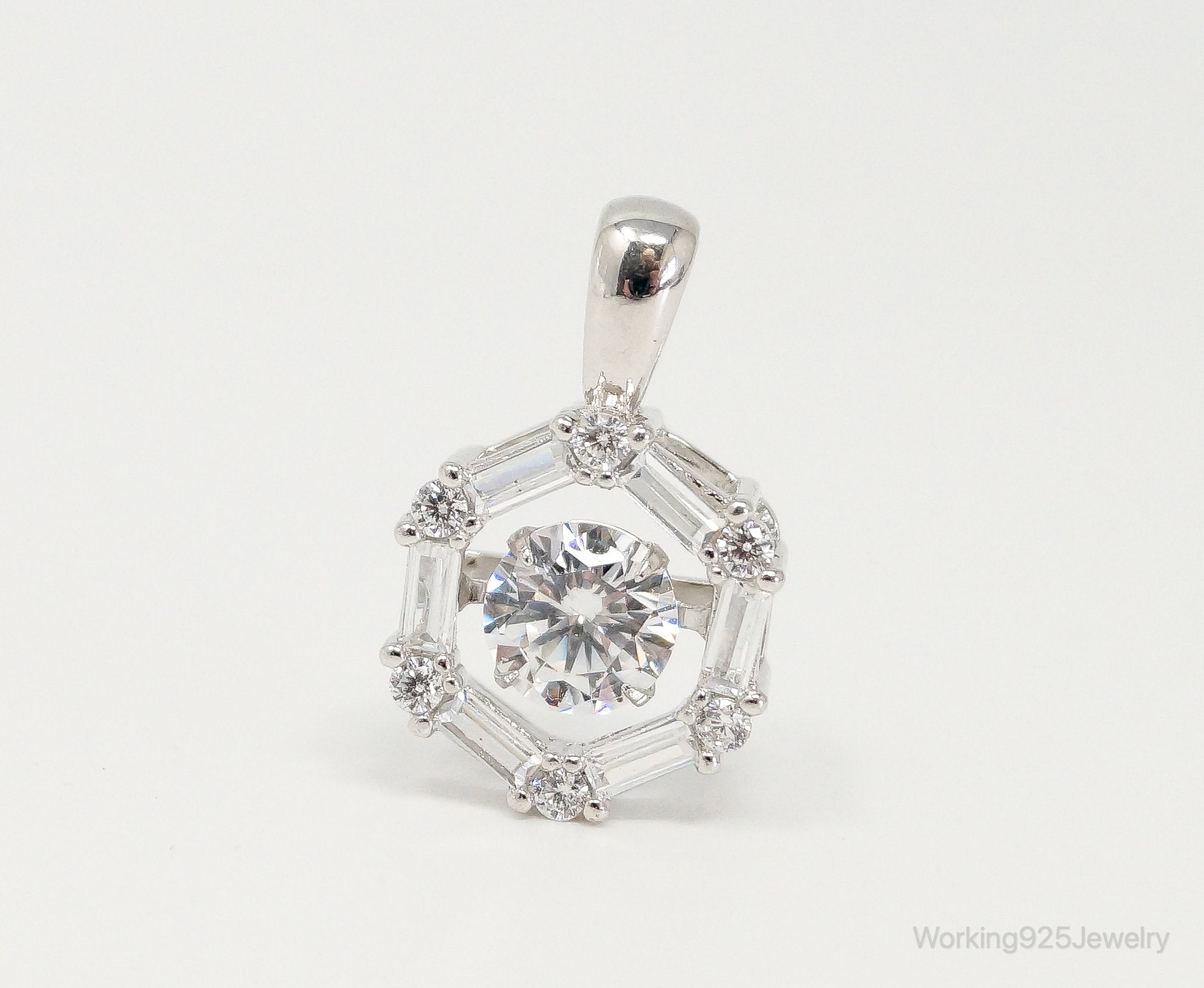 Vintage Art Deco Cubic Zirconia Sterling Silver Necklace Pendant | Jewelry > Necklaces > Pendants | Wiccan Center