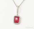 Vintage Art Deco Ruby Cubic Zirconia Sterling Silver Necklace | Jewelry > Necklaces > Pendants | Wiccan Center