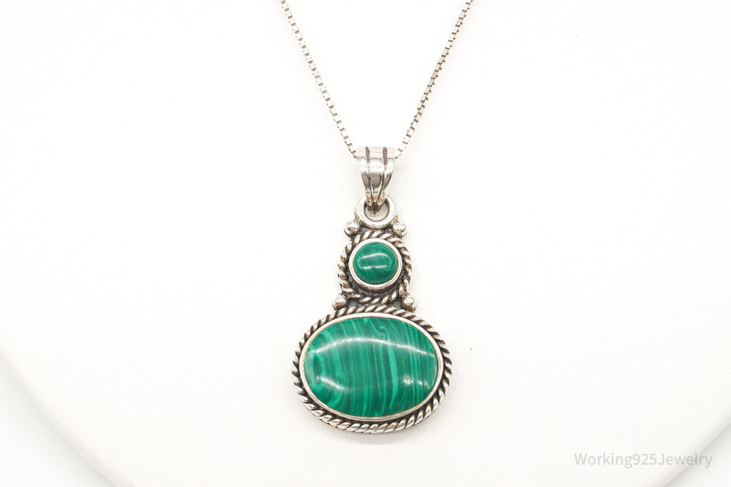 Vintage Large Malachite Southwestern Sterling Silver Necklace | Jewelry > Necklaces > Pendants | Wiccan Center