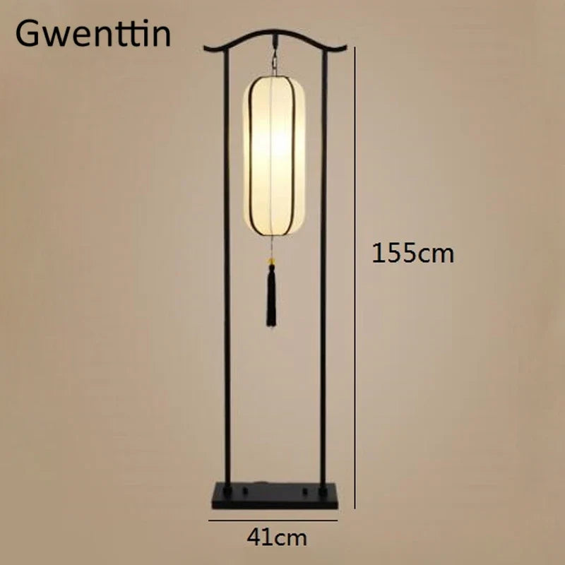 Chinese Classical Lantern Floor Lamps Fabric Standing Lights Living Room Bedroom Bedside Lighting Fixtures Luminaire Home Decor | Lighting | Wiccan Center