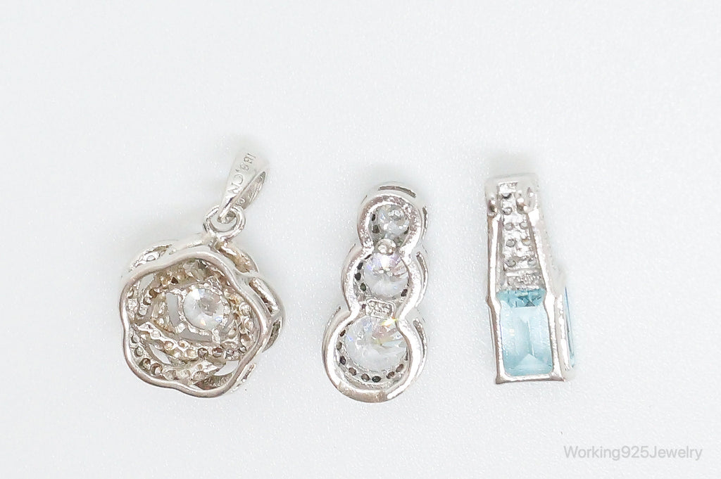 Vintage Blue Topaz & Cubic Zirconia Sterling Silver Necklace Pendants | Jewelry > Necklaces > Pendants | Wiccan Center