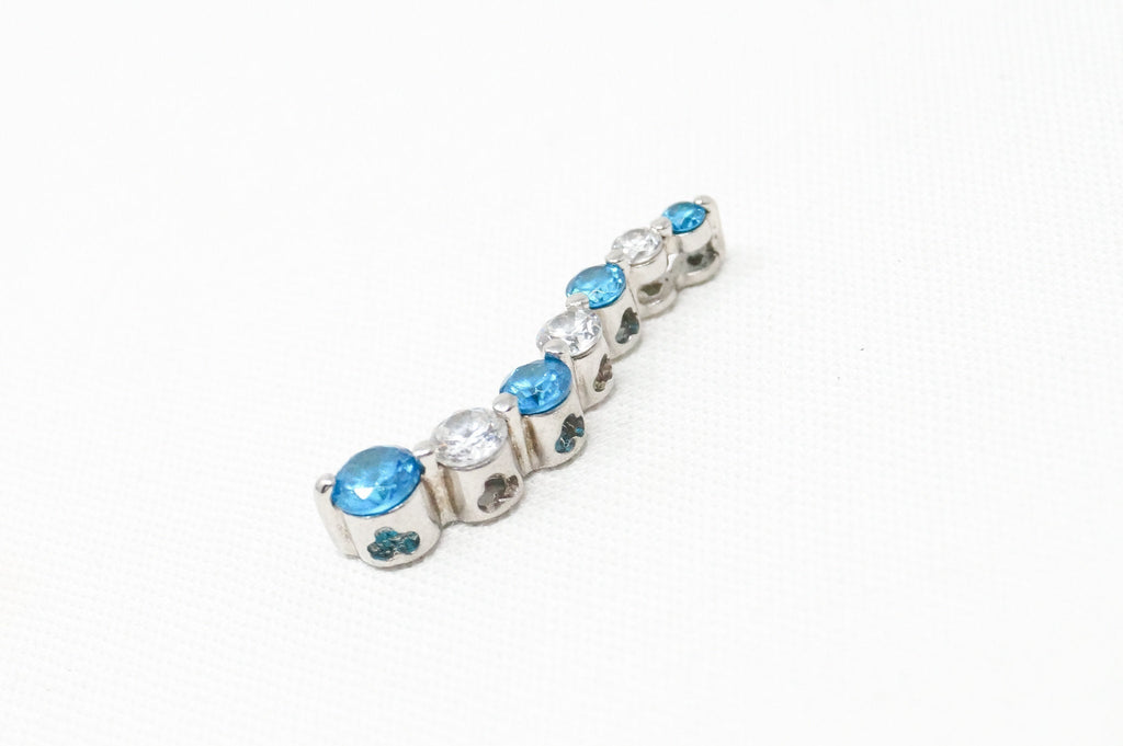 Vintage Designer SAI Art Deco Blue Topaz CZ Sterling Silver Necklace Pendant | Jewelry > Necklaces > Pendants | Wiccan Center