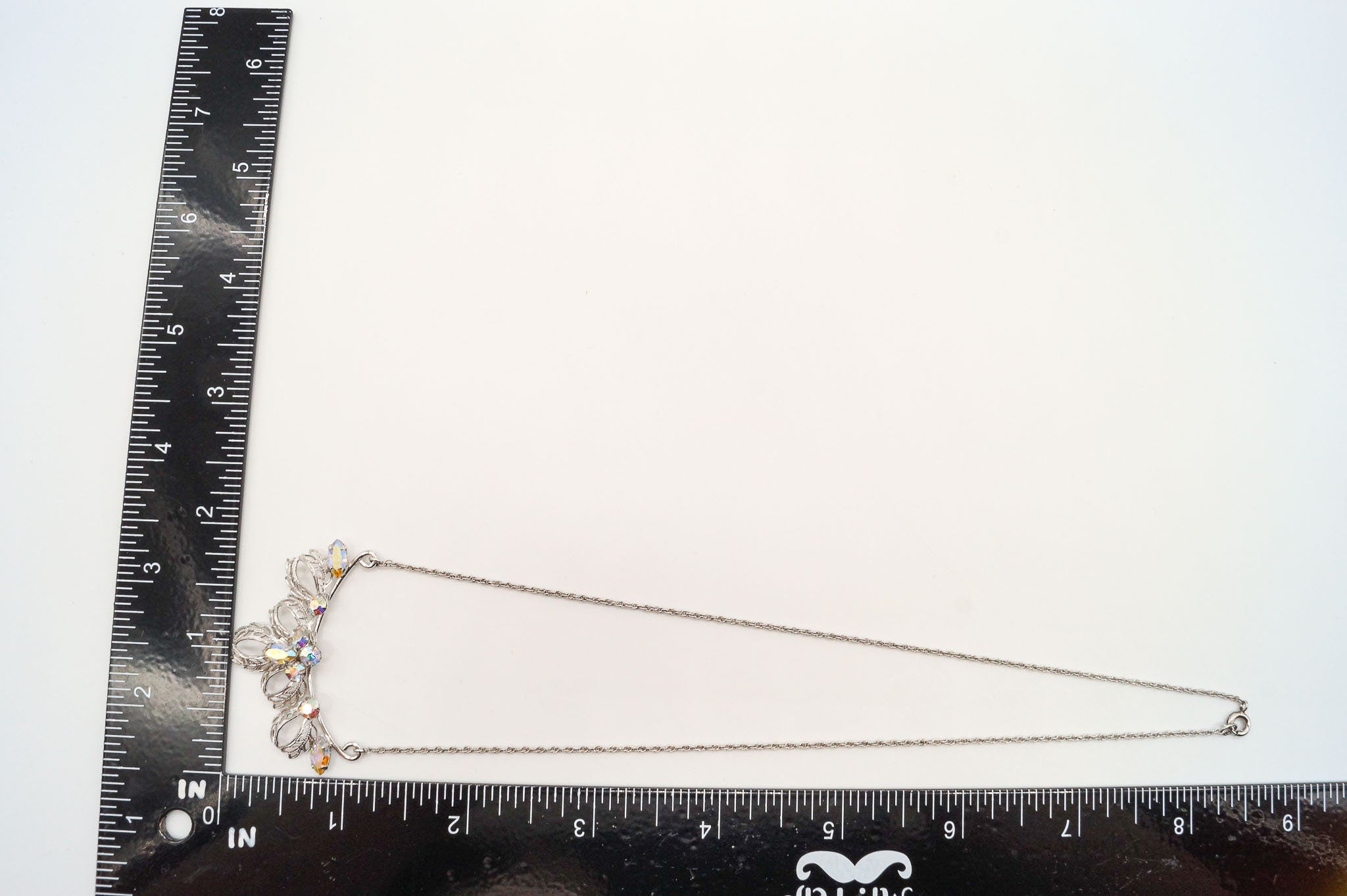 Antique Rhinestone Filigree Sterling Silver Necklace 16" | Jewelry > Necklaces > Pendants | Wiccan Center