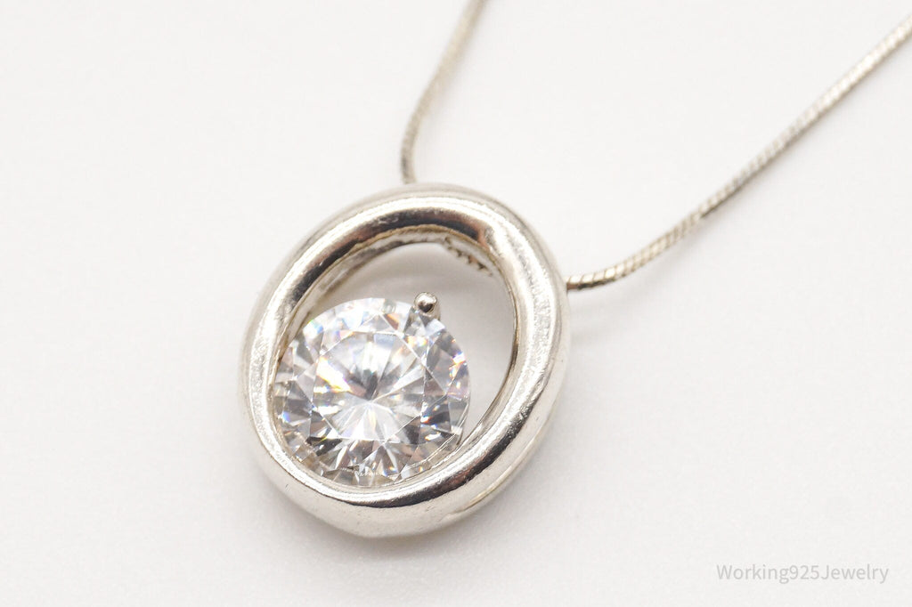 Vintage Large Cubic Zirconia DQCZ Sterling Silver Necklace | Jewelry > Necklaces > Pendants | Wiccan Center