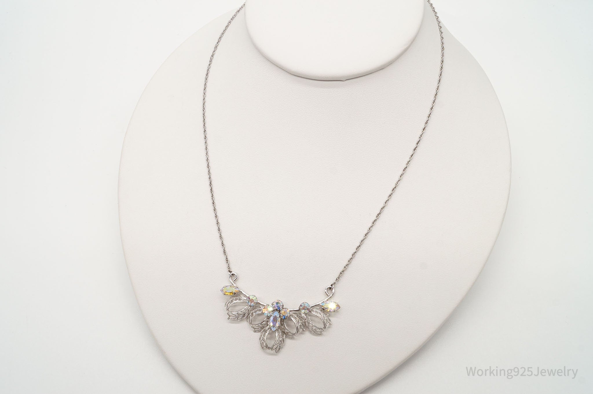 Antique Rhinestone Filigree Sterling Silver Necklace 16" | Jewelry > Necklaces > Pendants | Wiccan Center