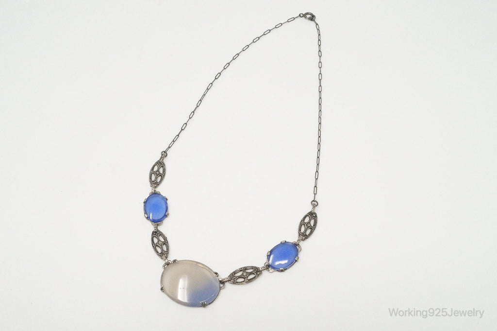 Antique Glass Sterling Silver Filigree Necklace | Jewelry > Necklaces > Pendants | Wiccan Center