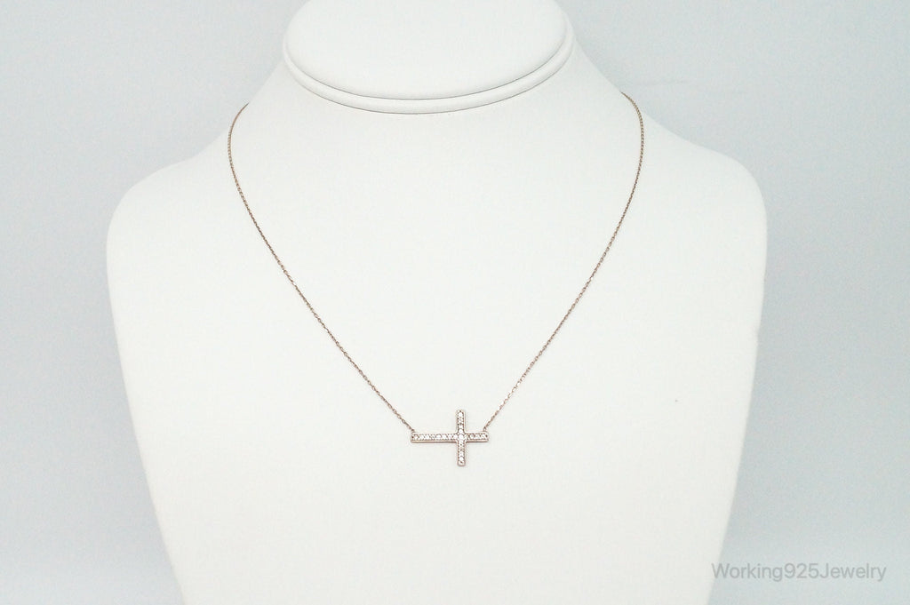 Vintage Cubic Zirconia Rose Gold Vermeil Sterling Silver Cross Necklace | Jewelry > Necklaces > Pendants | Wiccan Center