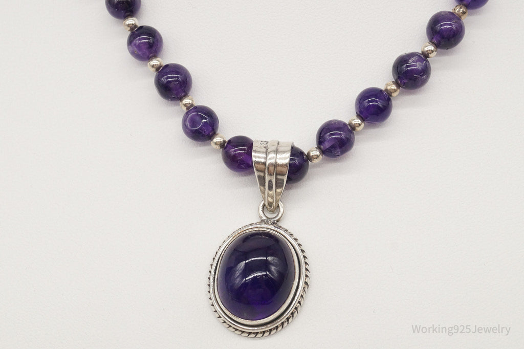 Vintage Amethyst Bead Sterling Silver Necklace | Jewelry > Necklaces > Pendants | Wiccan Center