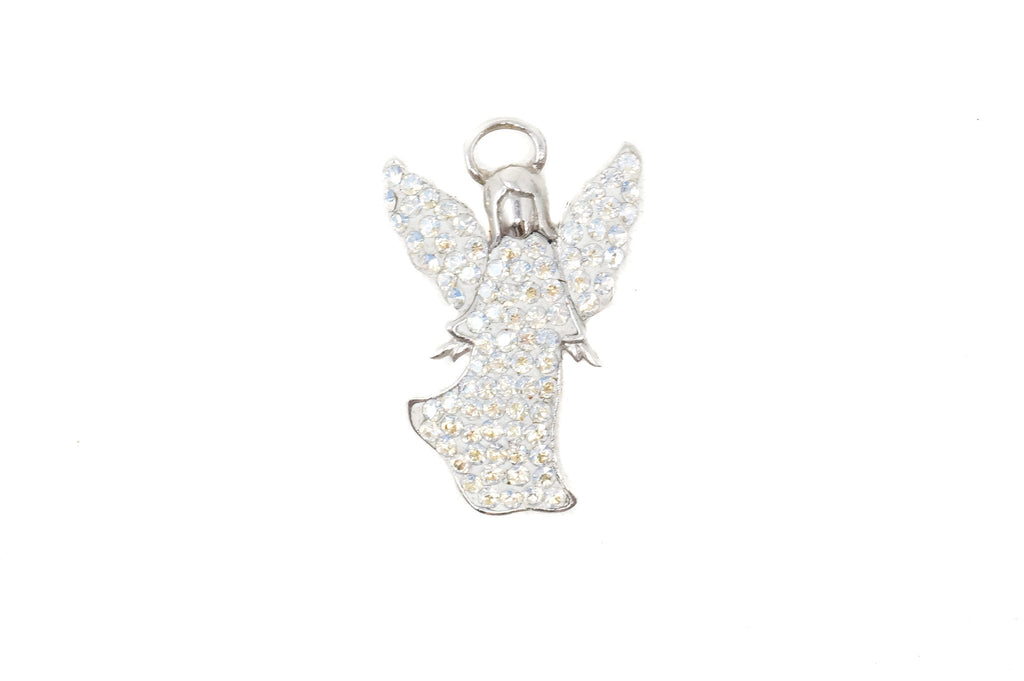 Vintage Guardian Angel Rhinestone Sterling Silver Necklace Pendant | Jewelry > Necklaces > Pendants | Wiccan Center
