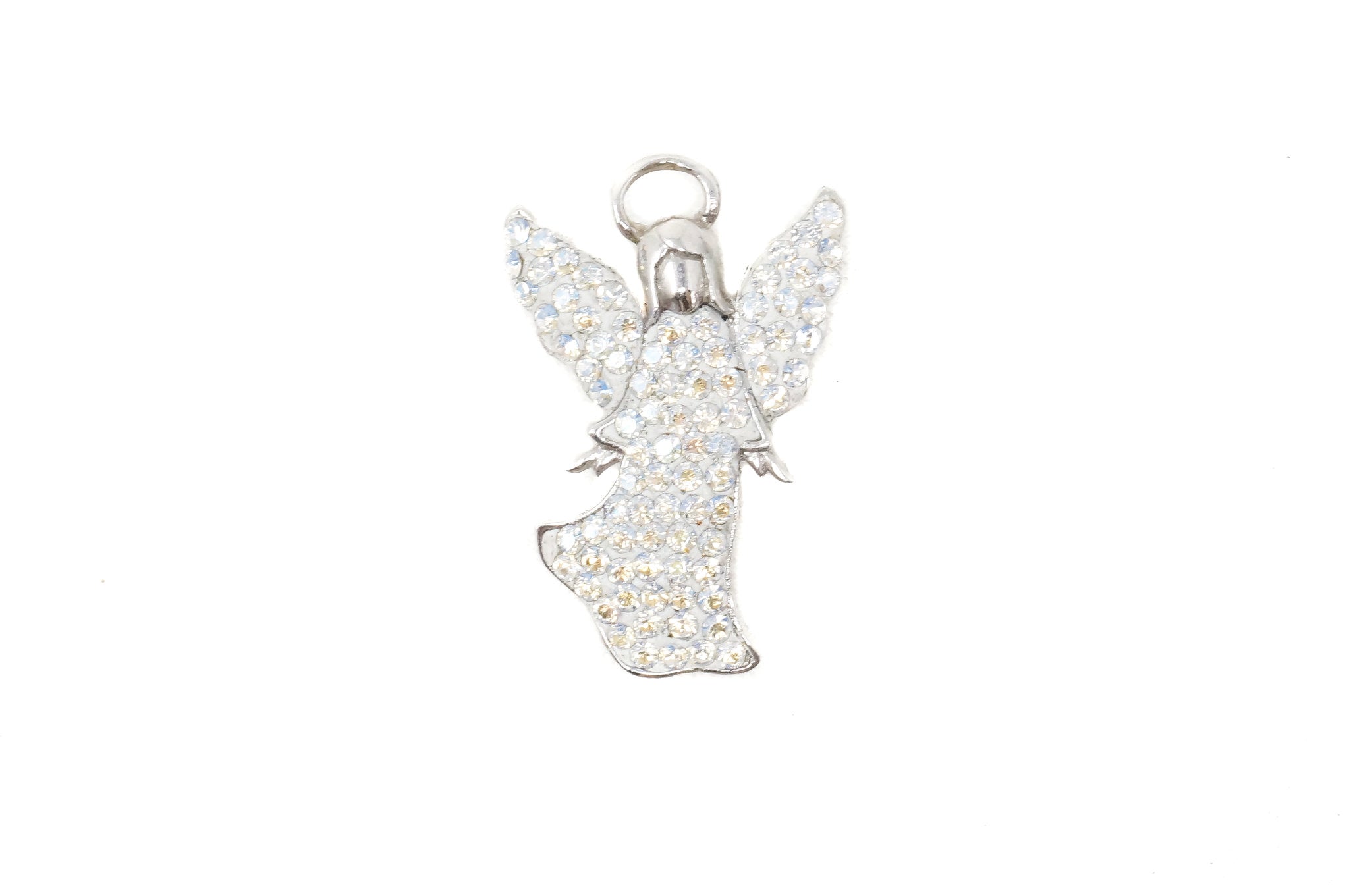 Vintage Guardian Angel Rhinestone Sterling Silver Necklace Pendant | Jewelry > Necklaces > Pendants | Wiccan Center