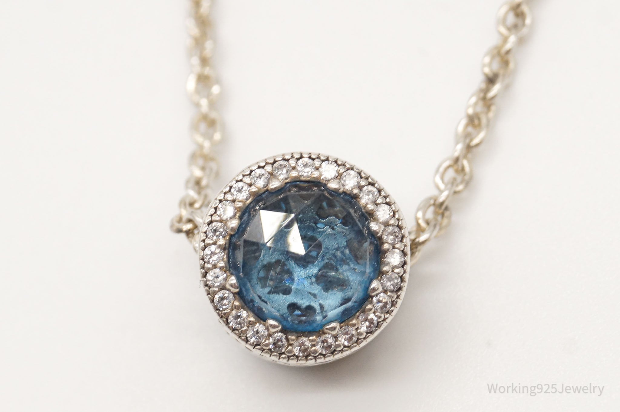 Pandora Blue Crystal Cubic Zirconia Sterling Silver Necklace | Jewelry > Necklaces > Pendants | Wiccan Center