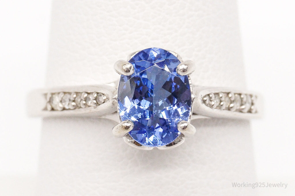 BBJ Tanzanite Diamond Rhodium Over Sterling Silver Ring - Size 7.75 | Jewelry > Rings | Wiccan Center
