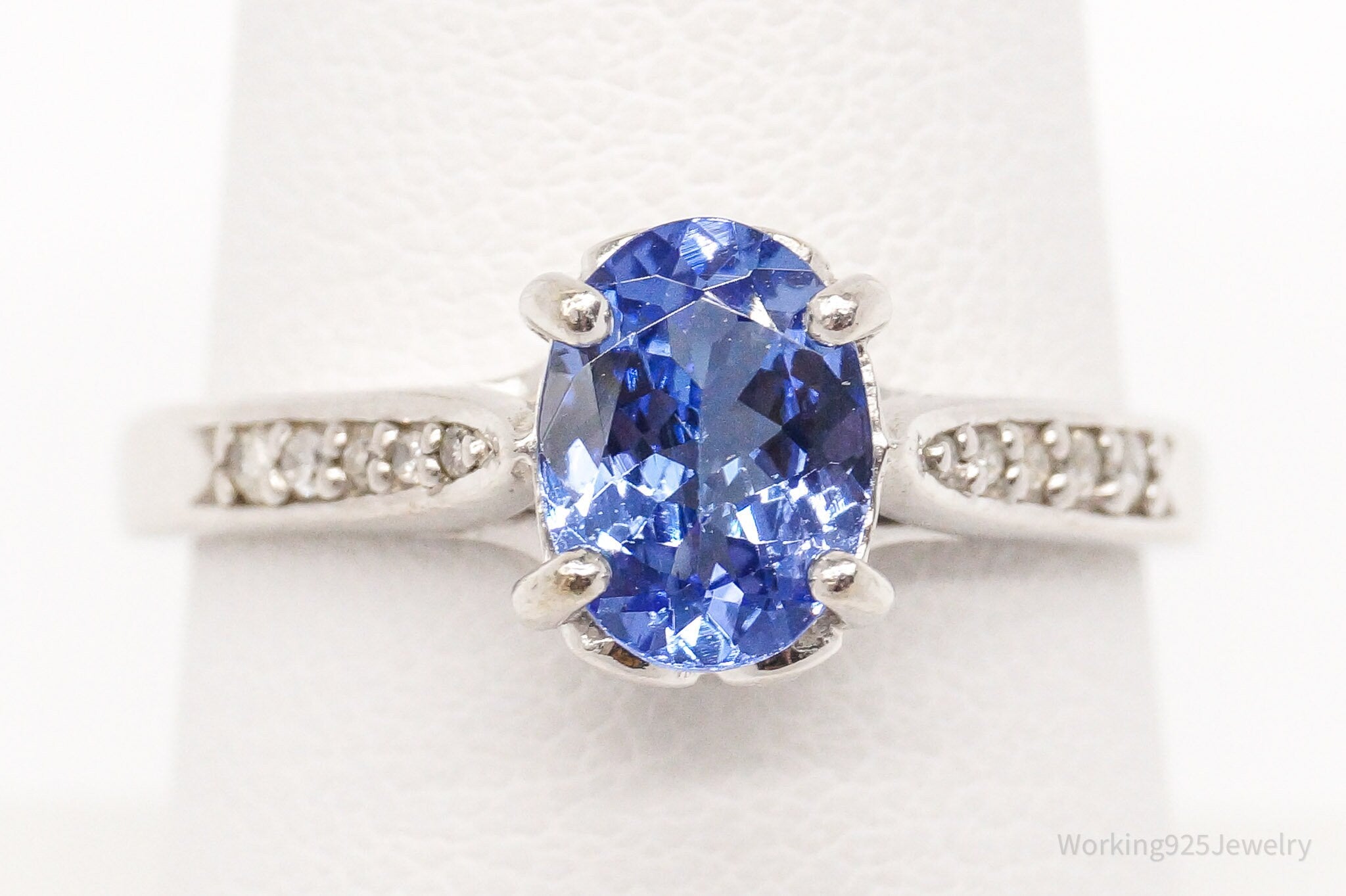 BBJ Tanzanite Diamond Rhodium Over Sterling Silver Ring - Size 7.75 | Jewelry > Rings | Wiccan Center