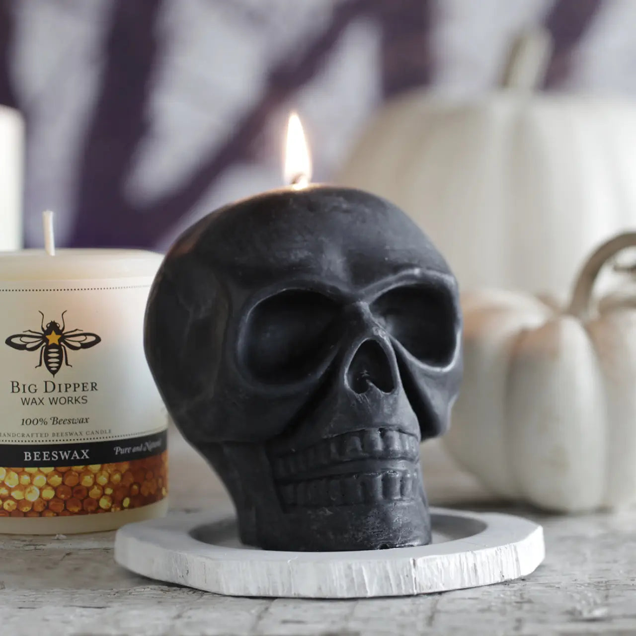 Sculpted Skull Candle – 100% Beeswax – Black - Handcrafted | Candles | Wiccan Center