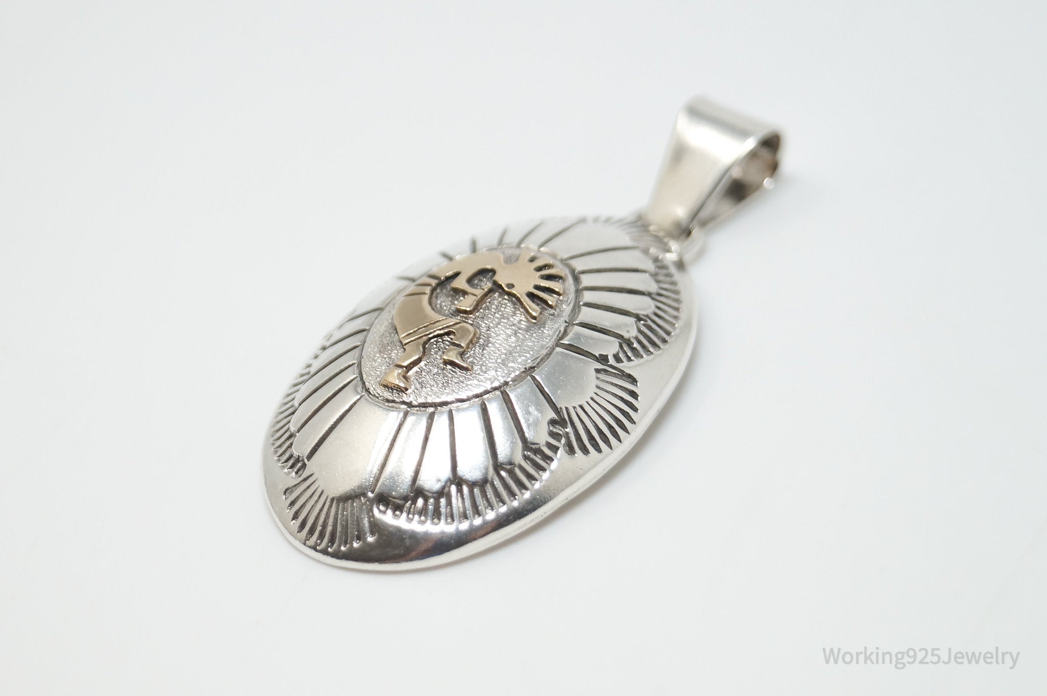 Vintage Handmade Native American Sampson Gray 14K Gold Sterling Silver Pendant | Jewelry > Necklaces > Pendants | Wiccan Center