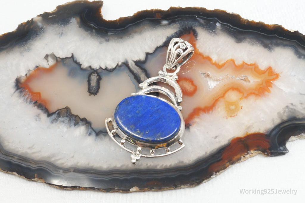 Vintage Art Deco Blue Lapis Lazuli Sterling Silver Necklace Pendant | Jewelry > Necklaces > Pendants | Wiccan Center