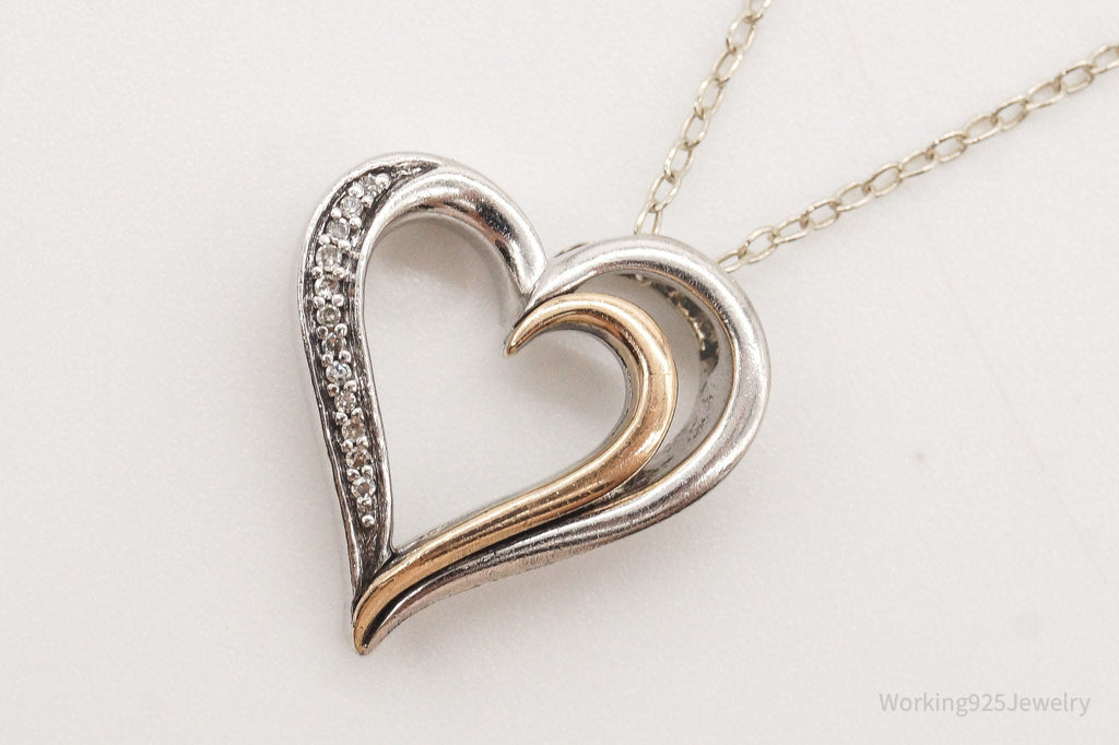 Vintage Designer JWBR Diamond Heart 10K Gold Sterling Silver Chain Necklace | Jewelry > Necklaces > Pendants | Wiccan Center