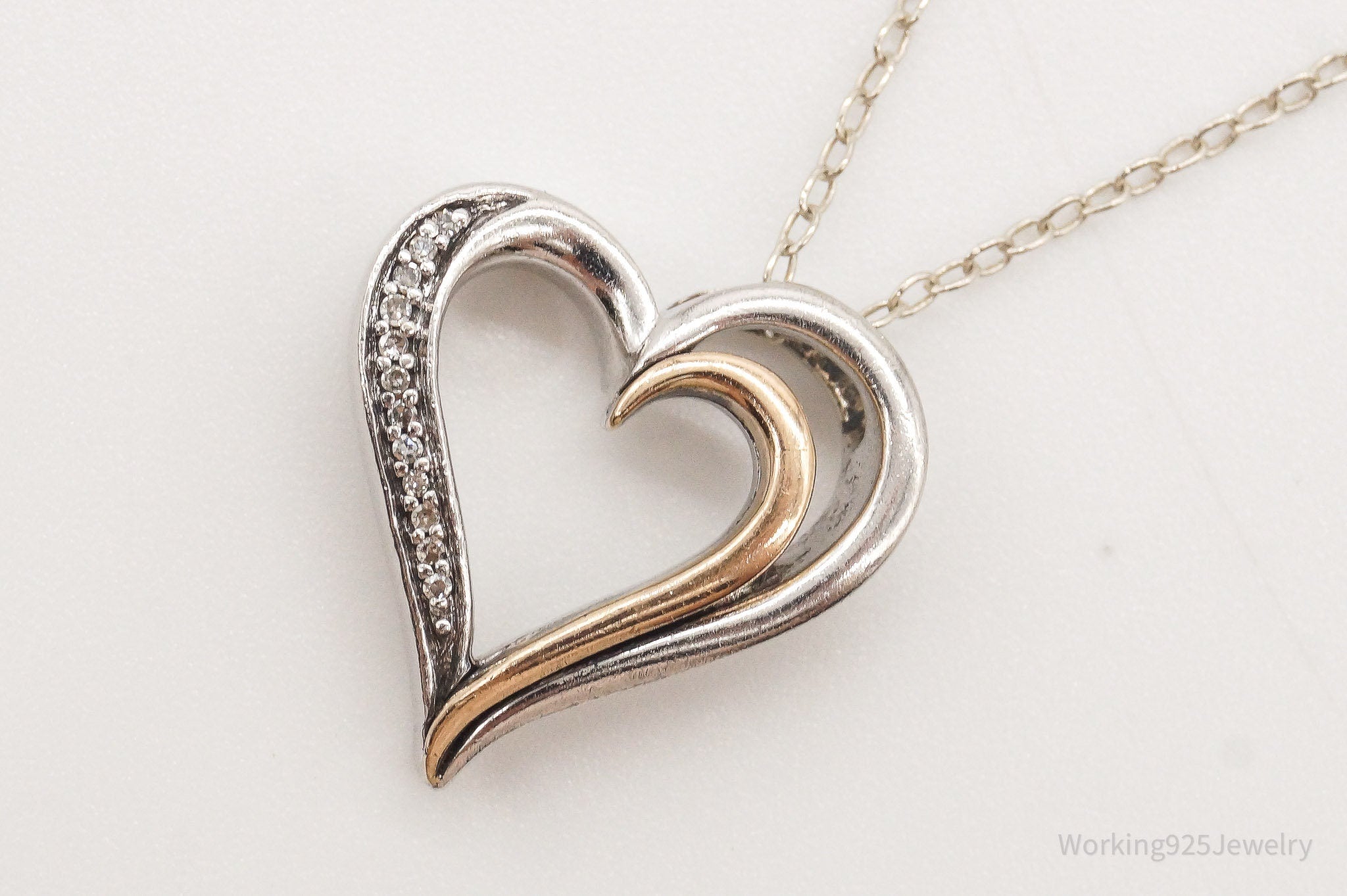 Vintage Designer JWBR Diamond Heart 10K Gold Sterling Silver Chain Necklace | Jewelry > Necklaces > Pendants | Wiccan Center