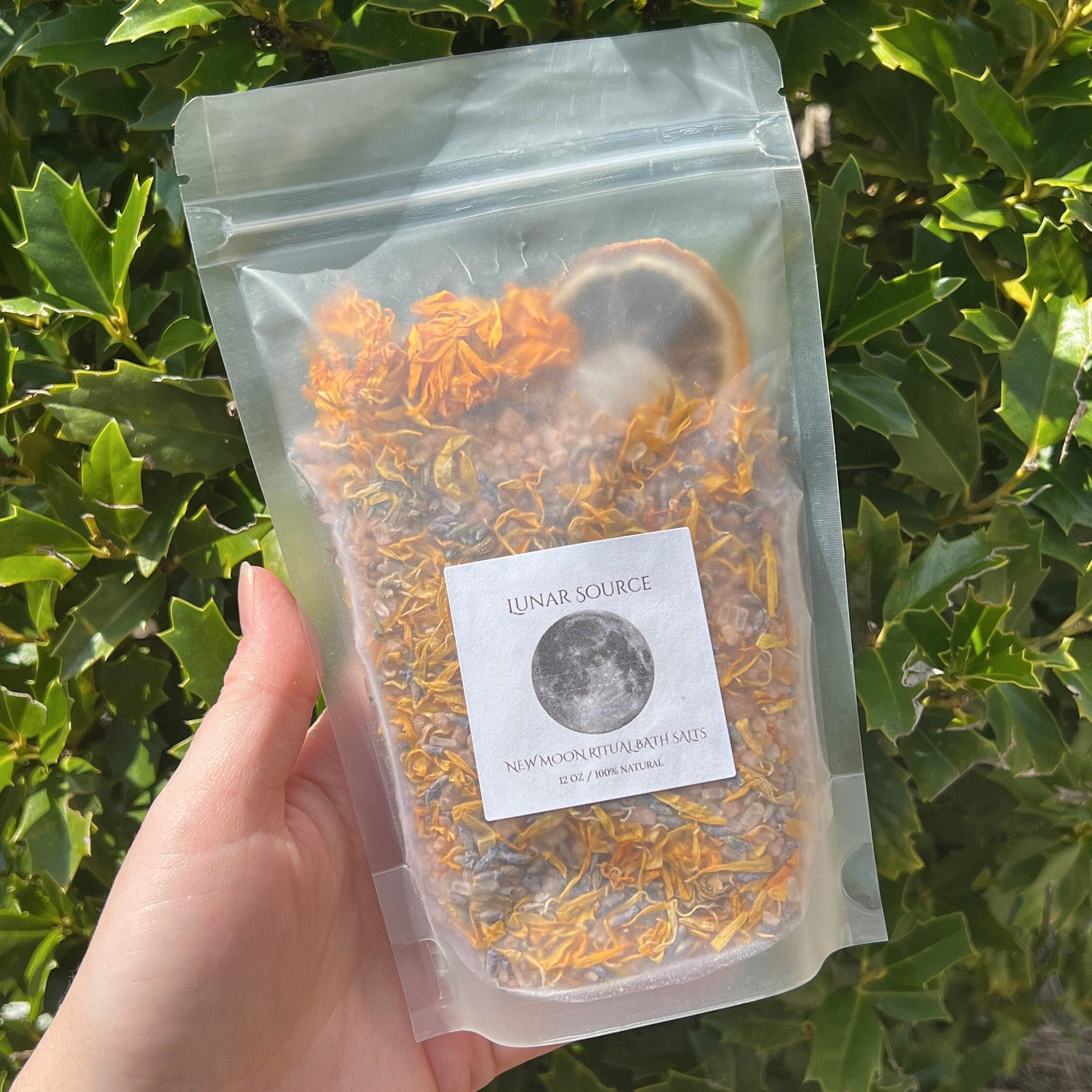 New Moon Ritual Bath Salts | New Beginnings Spiritual Witchy Energy Clearing Herbal Clear Quartz Crystal Bath Soak | Artemis Luna Goddess | | Wiccan Center