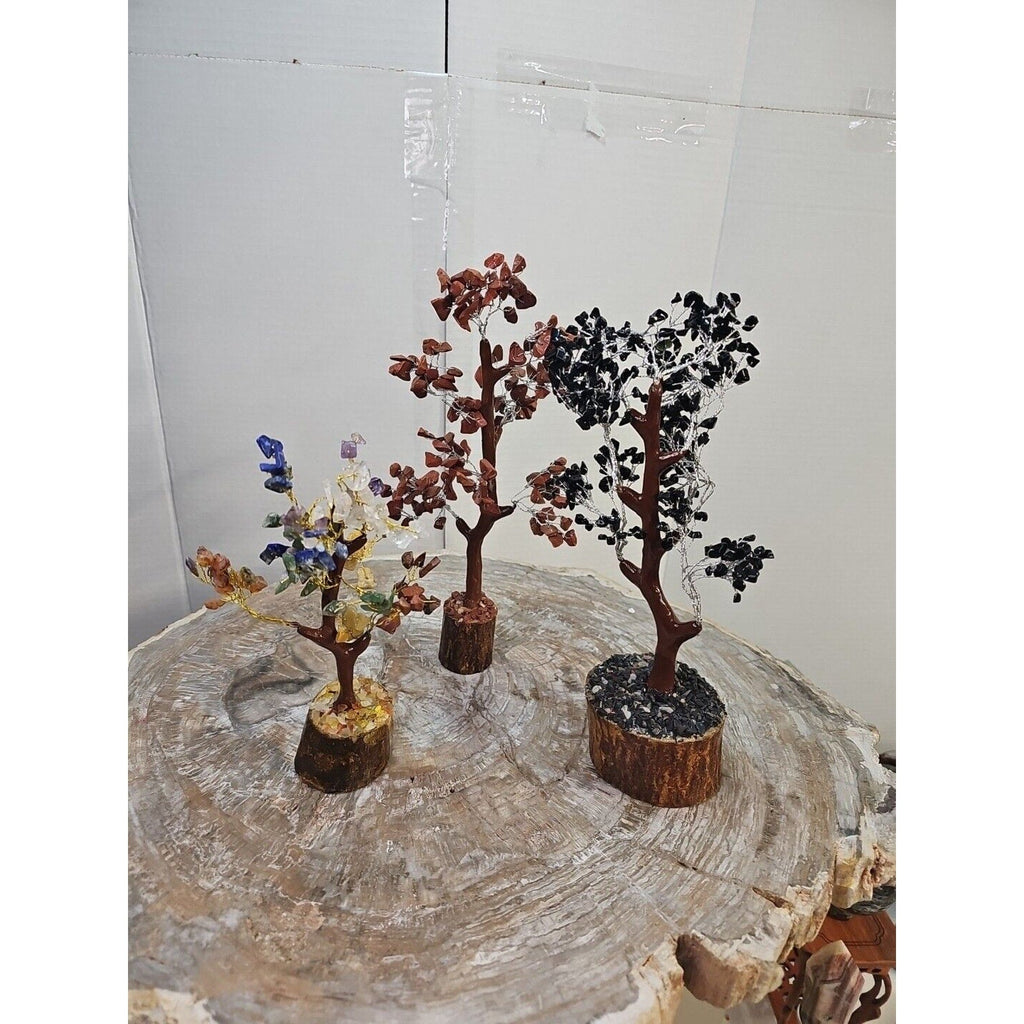 Crystal Gemstone Bonsai Tree — Carnelian, Amethyst & Quartz on Gold Branches | CrystalCloud Company