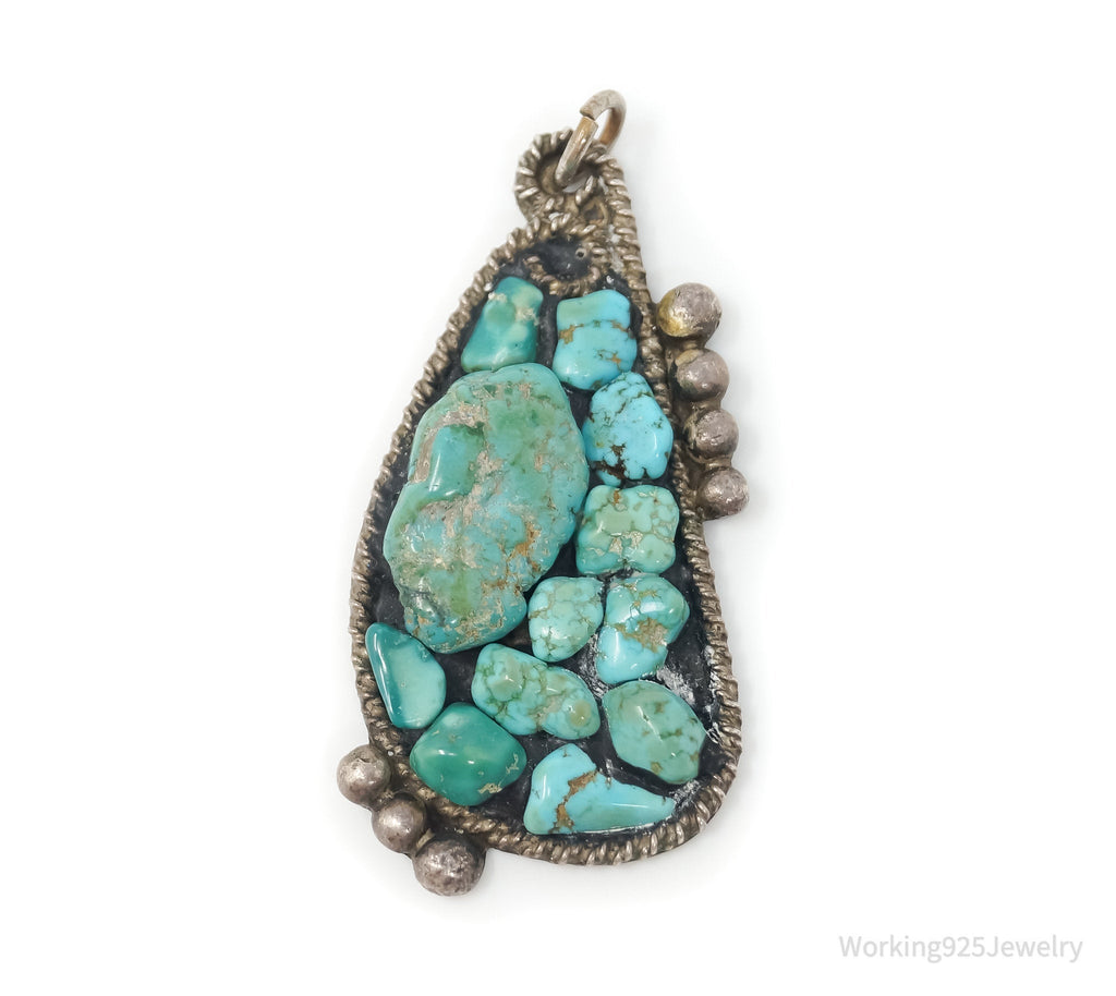 Vintage Handmade Native American RC Turquoise Sterling Silver Pendant | Jewelry > Necklaces > Pendants | Wiccan Center