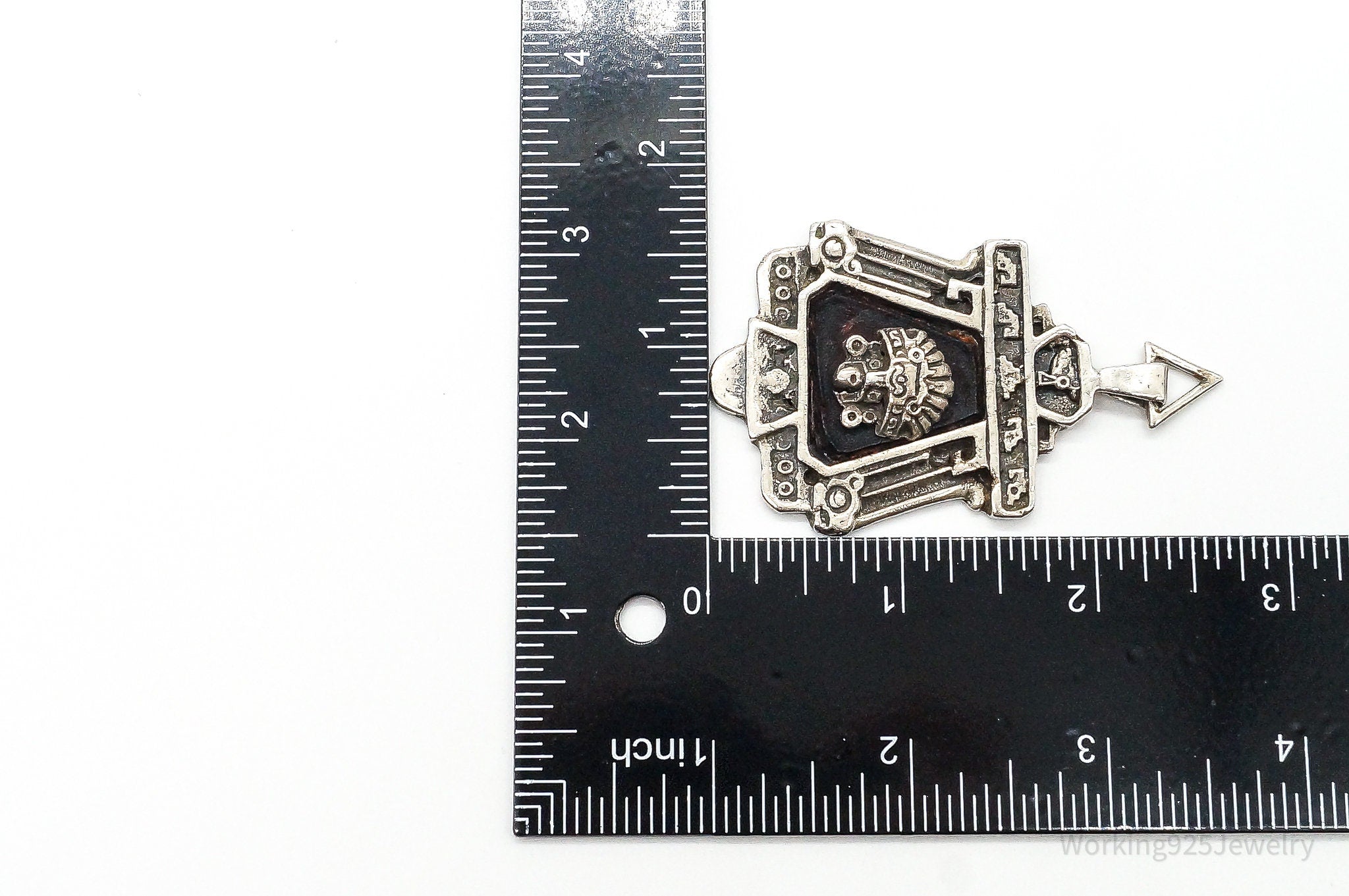 RARE Large Mexico Designer Aduna Aztec Leather Sterling Silver Pendant | Jewelry > Necklaces > Pendants | Wiccan Center