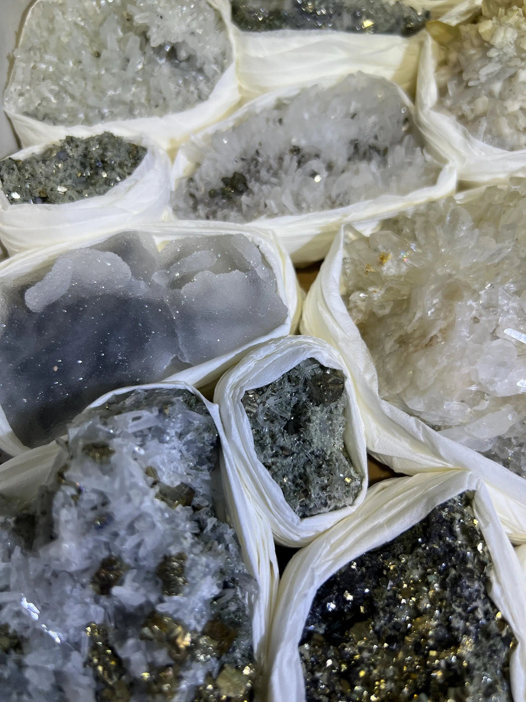 Bolivian Minerals Crystal Mixed Collection (Large 15x10 Inch Flat) Pyrite Sphalerite Galena Quartz Pink Mangano Calcite | Home & Living > Home Decor > Home Accents > Rocks & Geodes | Wiccan Center