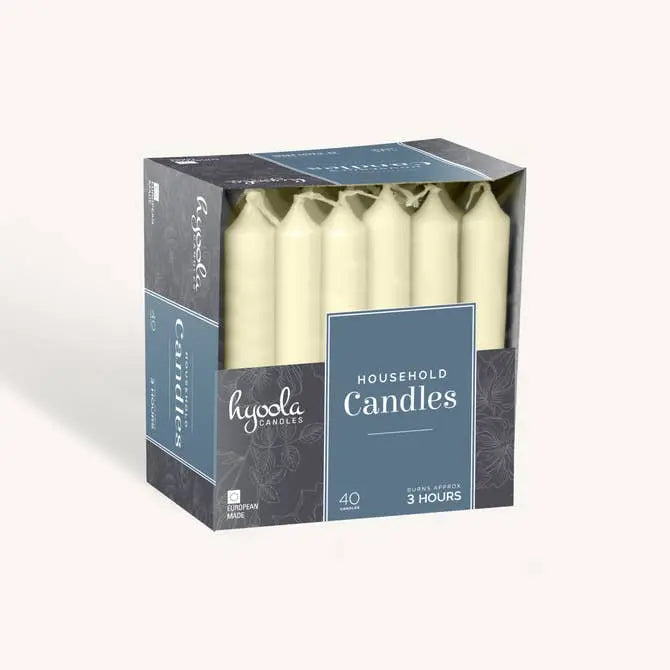 Ivory Household Candles - 3 Hour - 40 Pack | Tapered Candle/Candlestick | Wiccan Center