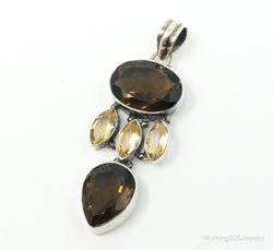 Vintage Large Smoky Topaz Citrine Sterling Silver Pendant | Jewelry > Necklaces > Pendants | Wiccan Center
